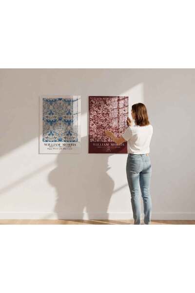 arslart William Morris Desenli CAM Görünümlü Pleksi Tablo Vintage Botanik Duv...