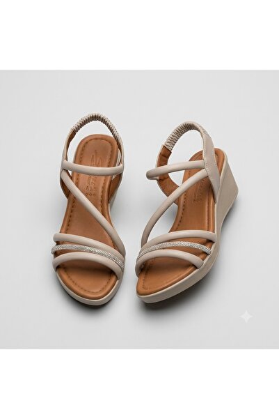 KİNDEP (Mavişim) Poly Light Sole Daily Women's Sandals Vi̇zon