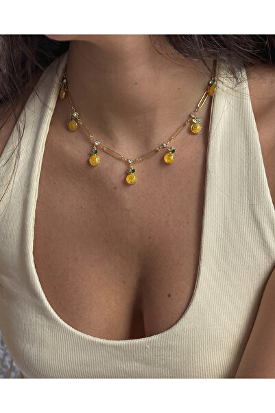 Gleemy accesories Gold renk yaz temalı elma charm kolye