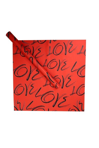 OEM Celofan pentru Flori Plastic Roșu 58x58 cm cu Inscripția Love