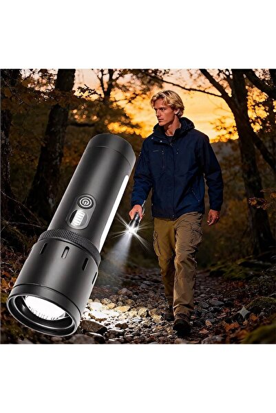 gaman Şarjlı LED El Feneri Kamp Lambası - 5000 mAh Powerbank, Teleskopik Zoom...