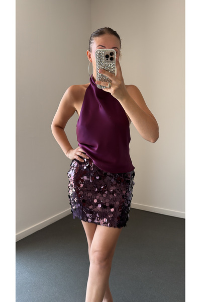 Narferita Denise Halter Yaka Saten Top