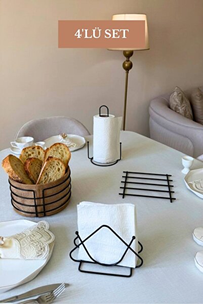 Edora Home Σετ 4 τεμαχίων Μαύρη Τριγωνική Θήκη Χαρτοπετσέτας, Όρθια Θήκη Χαρτ...