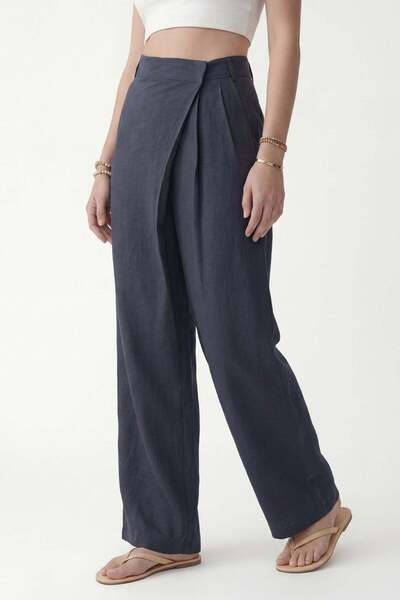 Antioch Navy Blue Lyocell Blended Pareo Pants
