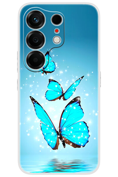 TECNO Camon 50 ULTRA (CN7c) Uyumlu Kılıf Desen Baskılı Silikon Mavi Kelebek S...