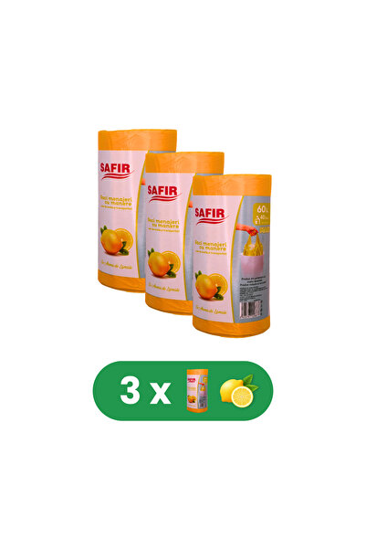 SAFİR Set de 3 genți Role Menajeri de 60L cu mâner, 40 de bucăți/rolă, cu par...