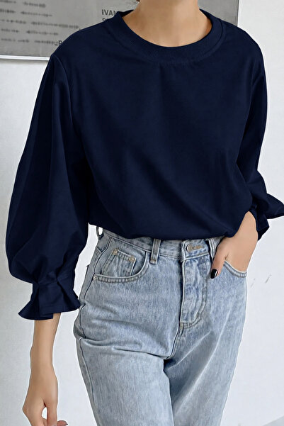 Tarz Cool Women's Modern Cut, Thin Sleeve Detailed Oversize Basic Blouse