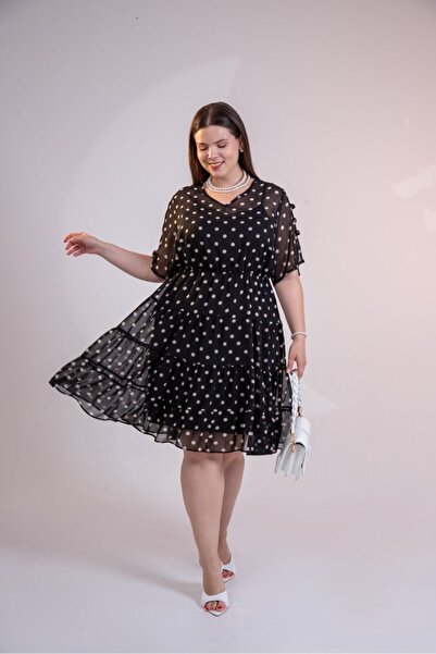 Roxxlen Women's Plus Size Chiffon Floral Dress