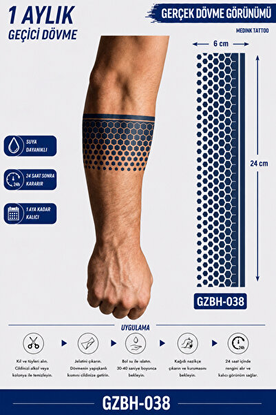medink tattoo 1 Ay Kalıcı Sonradan Kararan Şerit model geçici dövme tattoo st...