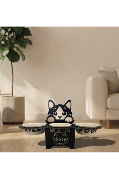 Çatım Tasarım Dekoratif Kedi Mama ve Su Kabı Besleme Tasarımı Seramik Kap Ev ...