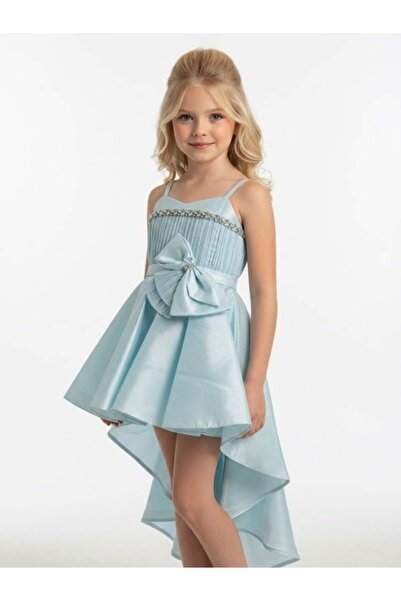 Zekids Girl's Stone Detailed Big Bow Tail Evening Dress