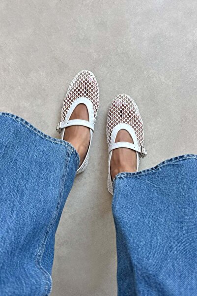 STRASWANS Sten Women's Mesh Detail Babet White