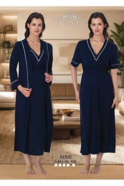 EM&FA TEKSTİL Maternity Nightgown Set with Nursing Features