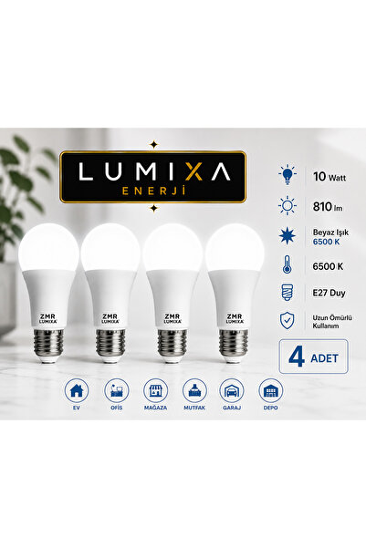 ZMR LUMIXA 10 WATT 810 LM BEYAZ RENK AMPUL 4 ADET