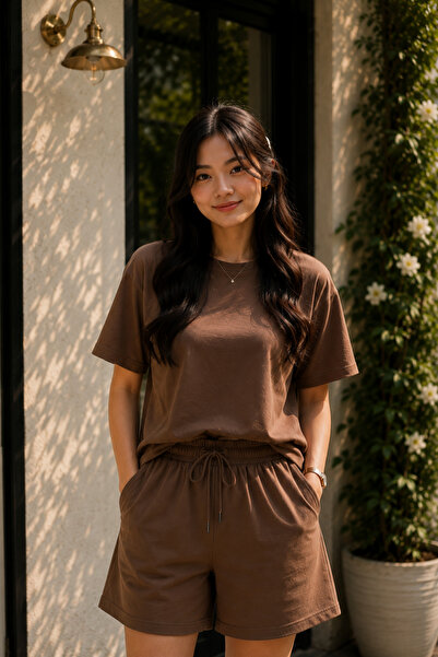 Runades Women's Oversize Basic T-Shirt Shorts Set Relaxed Fit Casual Summer Set