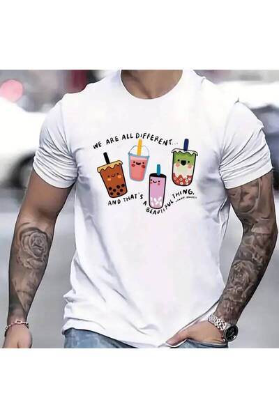 2mcup قميص رجالي مريح بياقة دائرية وأكمام قصيرة، ناعم وقابل للتنفس، ملابس رجا...