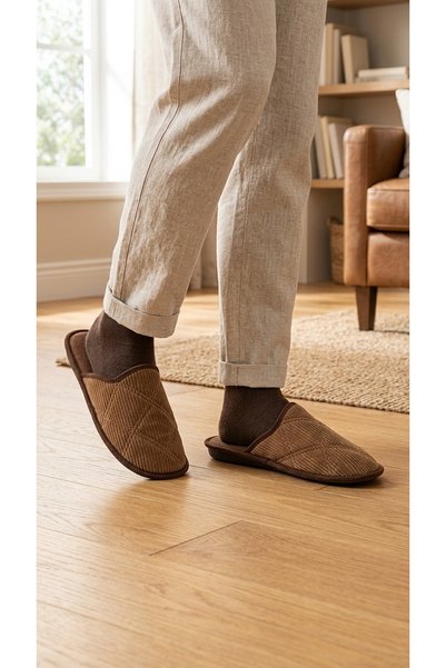 Evojean Comfort Brown Gift Dowry Guest Slippers Unisex House Slippers