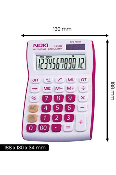 Noki H-CS002K Masaüstü Hesap Makinesi 12 Haneli Kırmızı
