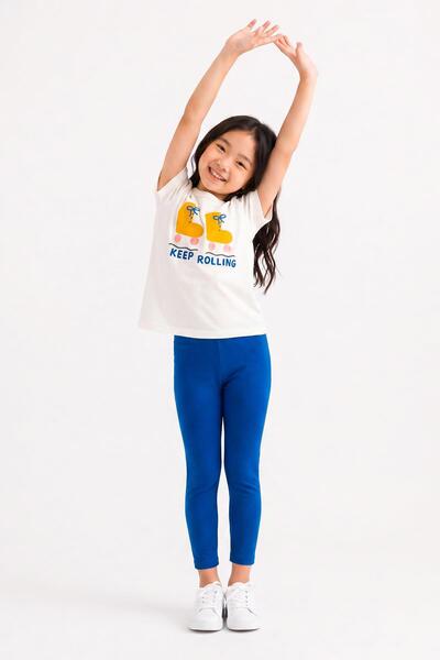 Perendi Girl's Cotton Printed Casual Leggings Set