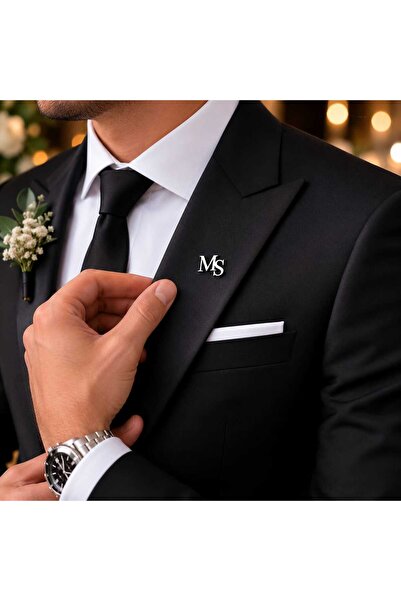 Satürn Silver Kuyumculuk Gümüş Kaplama Harfli Yaka İğnesi Damat Hediyesi Kişi...