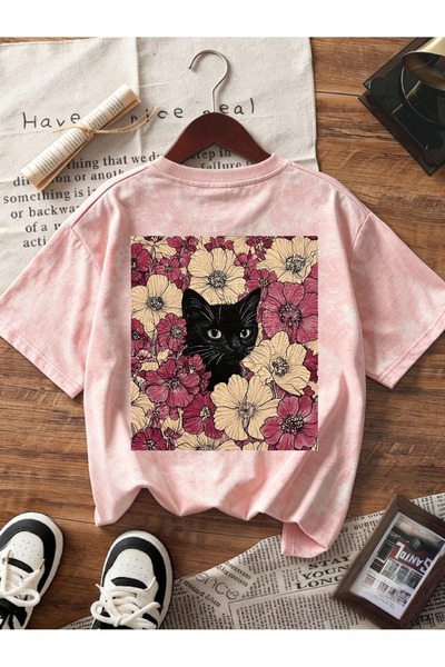 Touz Moda Flower Cat Y2K Unisex Washable Vintage T-Shirt