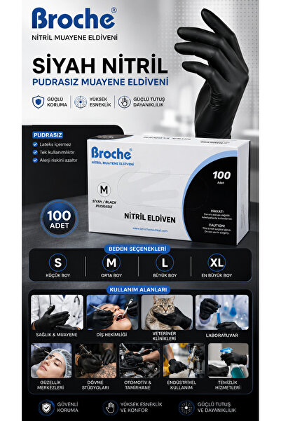 Medicalx Siyah Nitril Muayene Eldiveni - 100'lük Kutu