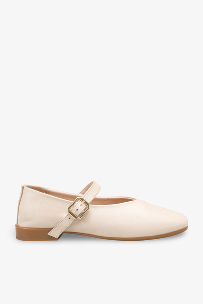 İNNABUTİKK Giela Women's Genuine Leather Ballerinas - Beige