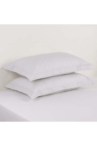 Cottage 200 TC Percale Pillow case 2pc 50x75cm Grey Geo