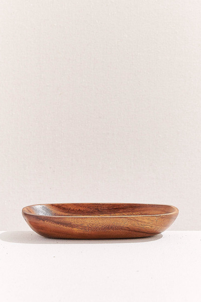 Paşabahçe Wooden Oval Serving Plate, Serving Plate, 1 Piece