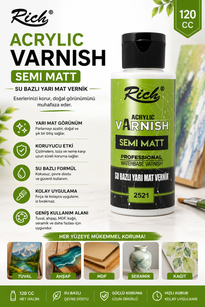 Rich High Gloss Su Bazlı Mat Vernik 120 Cc