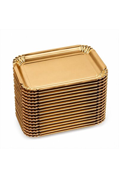 OKA Luxury Gold Heavy Duty Paper Plates with Pack of 20-240X180Mm, Elegant Re...