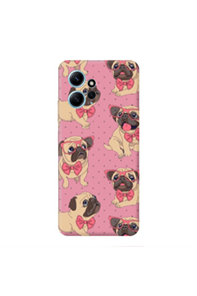 Other Xiaomi Redmi Note 12 4G Dog Spectacled Pink Colored Silicone TPU Θήκη