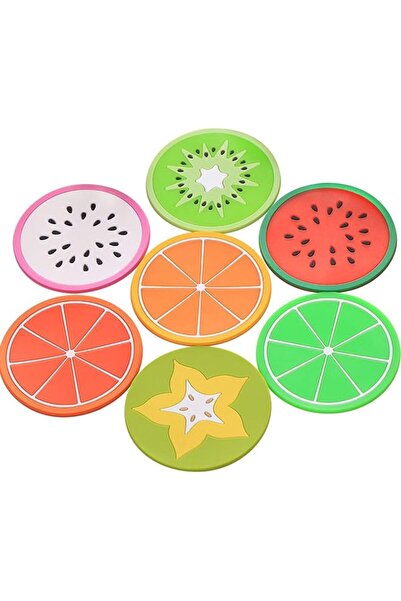 The Bros 7 Pieces Fruit Slices Silicone Coasters Non-Slip 240℃ Heat Resistant...