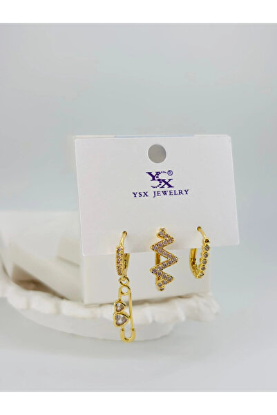 Inure Jewelry Heart Detailed Triple Combination Earrings - Kp00543