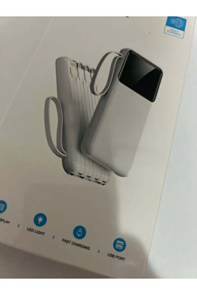 POWER Baterie Externă Bank 6000 mAh cu 4 Cabluri Integrate, Afișaj LED, Lante...