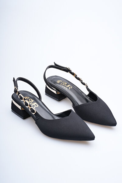 VİP SMR MODA Women's Flat Shoes with Stylish Side Accessory Detail and Gold P...