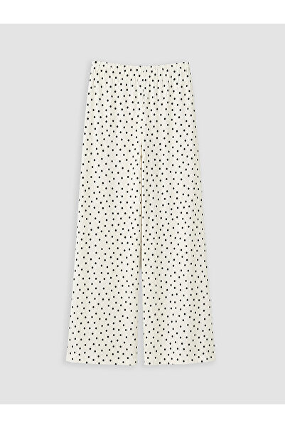 LC Waikiki Lcw Kids Ecru Polka Dot Wide Leg Girls' Sweatpants