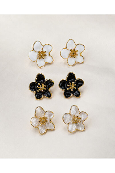 MRK 3 Pairs Set Earrings Colorful Flower Earrings