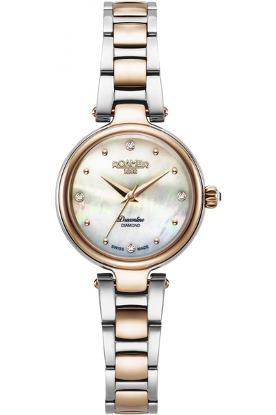 Roamer Ceas de damă 967847 49 20 50, aur roz, clasic, cu diamante