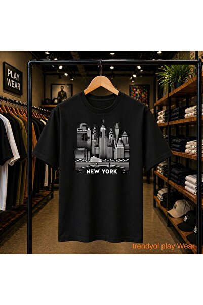 playwear Μπλουζάκι με στάμπα New York Skyscraper, 100% βαμβακερό, oversized, ...