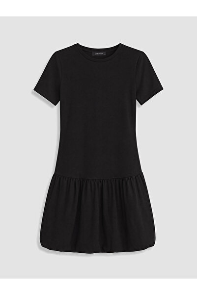 LC Waikiki Peak New Season Crew Neck Balloon Mini Dress