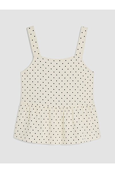 LC Waikiki Lcw Kids Ecru Girls' Polka Dot Ruffle Detailed Shirt