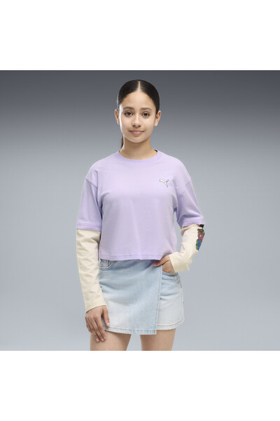 Puma MID 90s Relaxed Layered Cropped Long Sleeve Tee Jugend-T-Shirt