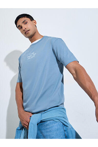 Styli Men Oversized Slogan Print Jersey T-Shirt