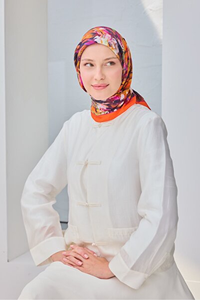 Silk Home Velora Scarf Watercolor Flower Orange