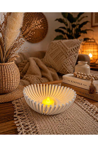 Shaddshop Yaprak Tasarımlı Dekoratif Mumluk | LED Mum Hediyeli | Tealight Mum...