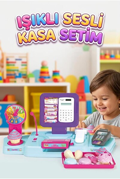 Tıfıl Toys Sesli ve Işıklı Çocuk Kasa Oyun Seti Hesap Makineli Eğitici Mini A...