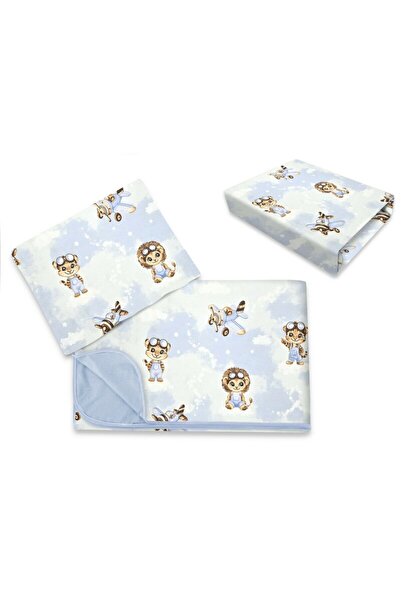 Qmini Lenjerie patut cu 3 piese, Qmini, Cu cearceaf 120x60 cm, Din bumbac cer...