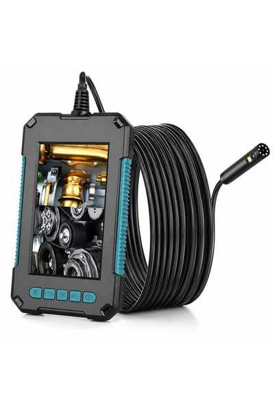 10 Metre Çift Kameralı Ekranlı Endoskop Kamera 4.3'' IPS LCD 1080P HD 8mm IP67 Su Geçirmez Boru Tesisat Araç Kontrol Kamerası P40