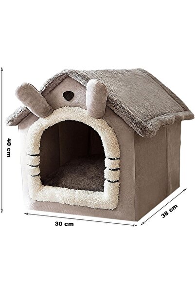 WMX TEKNOLOJİ Peluş Yumuşak Kedi ve Küçük Köpek Evi - Kapalı Kulübe Tasarım S...